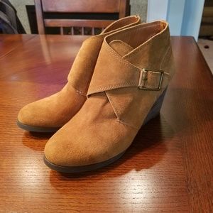 Lucky Brand Samarah Wedge Buckle Suede Booties